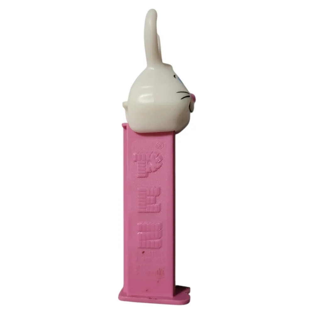1 Vtg 98 PEZ Easter Bunny Rabbit Pink White Footed Candy Dispenser